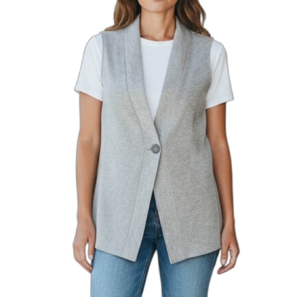 J Jill Button Vest- Heather Gray- Very Soft- Women's Small